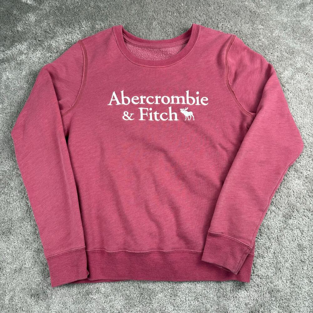 Vtg Abercrombie & Fitch Pink Pullover Crewneck Sweatshirt Size M Y2k Preppy